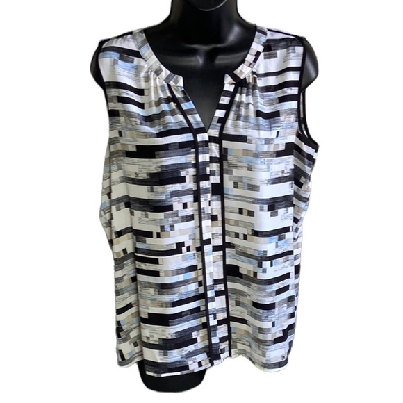 𝅺CALVIN Klein Print Sleeveless Blouse L - Picture 1 of 2